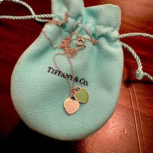 Tiffany’s mini heart tag necklace with Tiffany blue enamel